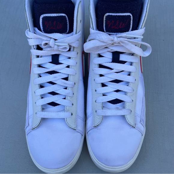 Nike Blazers Satin Jacket White Mid Lace Up Sneakers - Picture 6 of 9